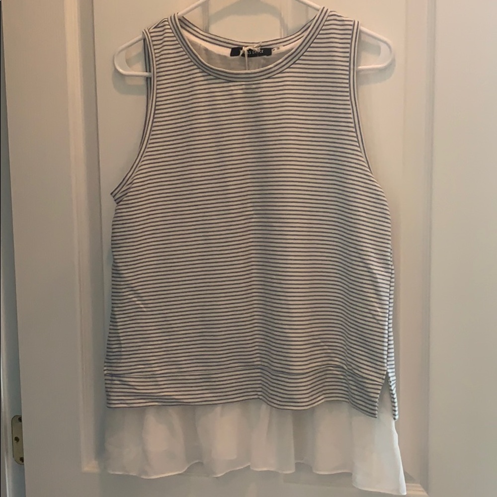 Wells Grace Layered Hem Tank Blue Striped